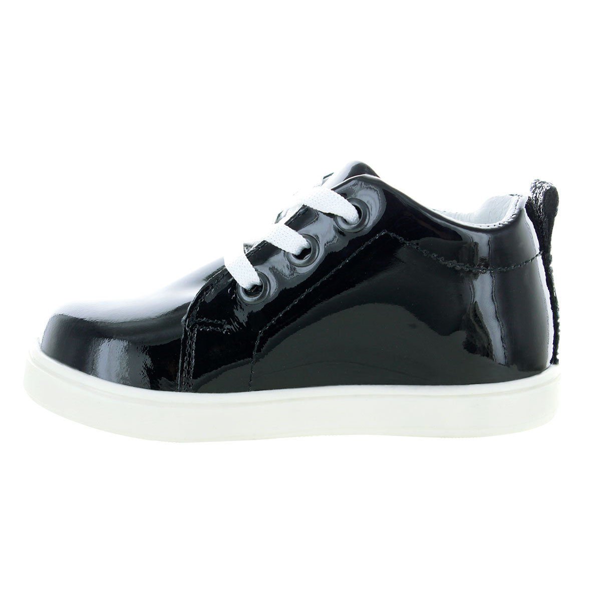 Tenis Karin Para Niña Piel Charol Color Negro Lateral