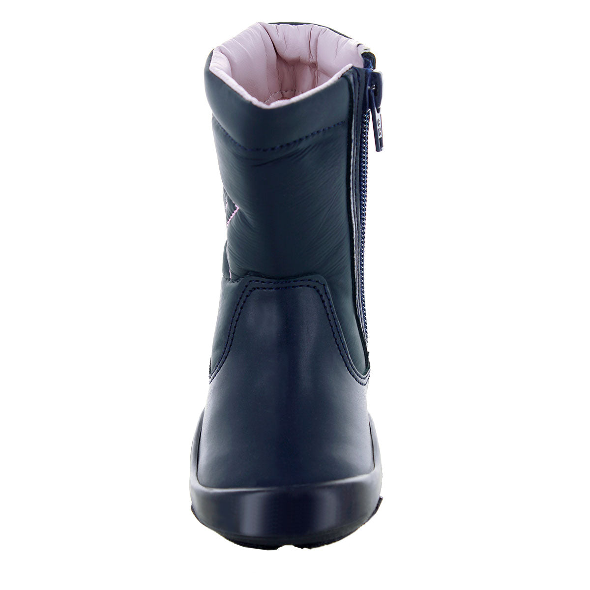 Bota azul para niña con estrella bordada mini burbujas vista frontal.