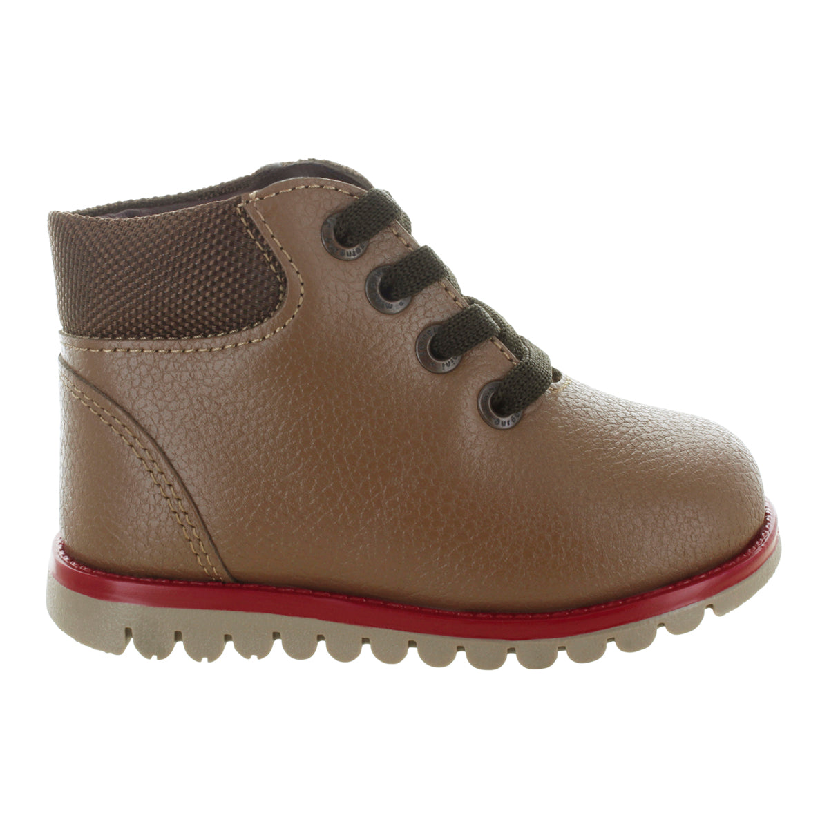 Media bota de piel para niña con detalle metálico en el tobillo mini burbujas vista lateral.