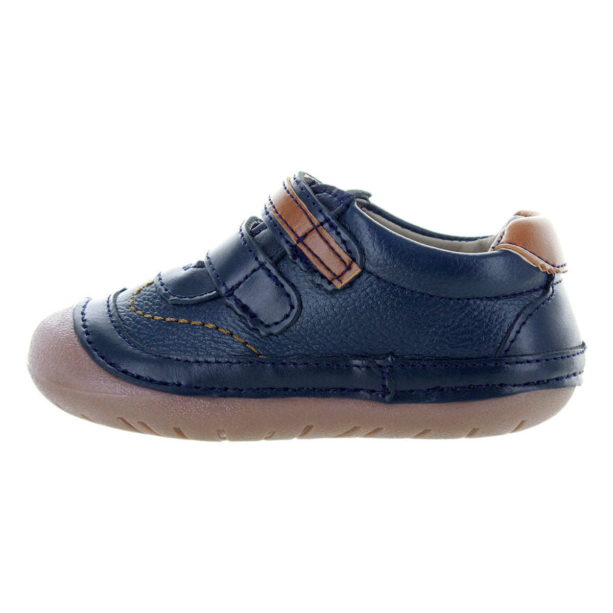 Zapato Natura Para Niño De Piel Color Marino Lateral