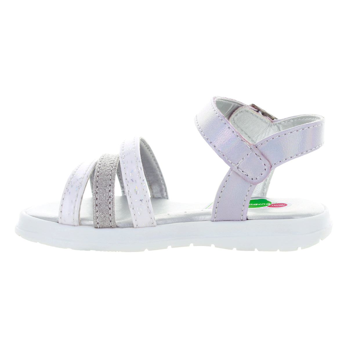 Sandalias Para Niñas Color Plata Charol Chispeado