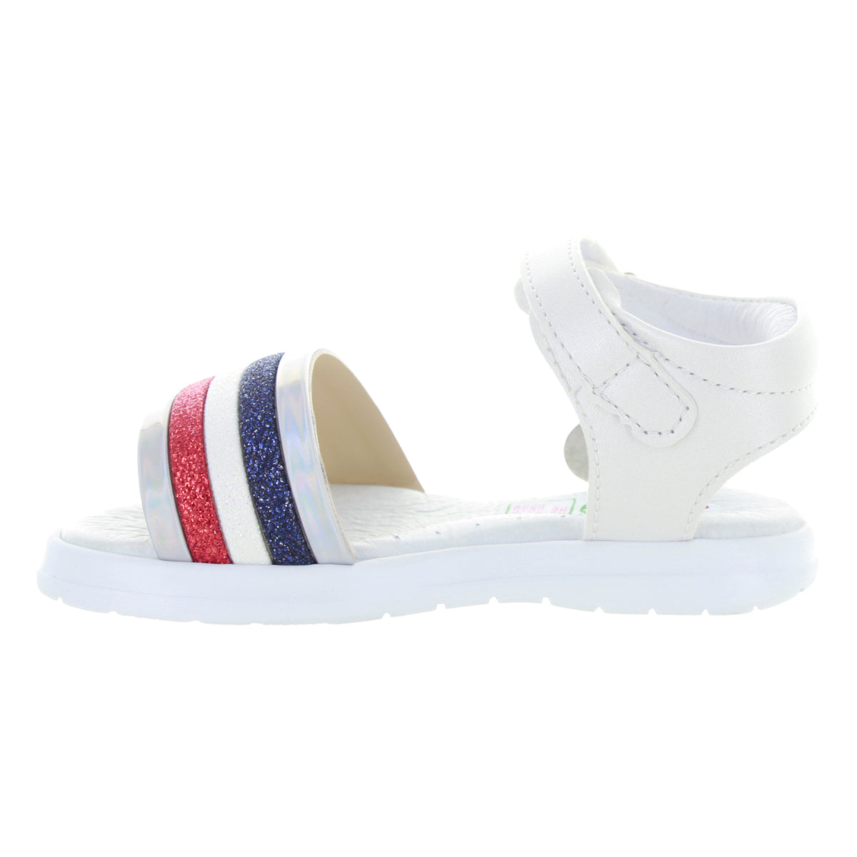 Sandalias Para Niñas Color Blanca Con Marino Y Rojo