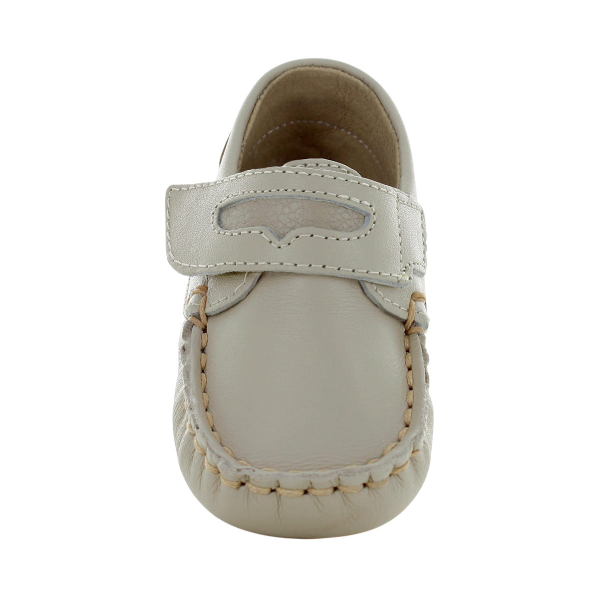 Mocasín de Piel Color Beige para Bebé Niño