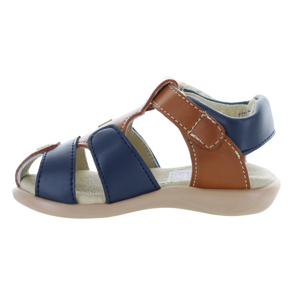 Sandalias Para Niño Color Camel y Marino