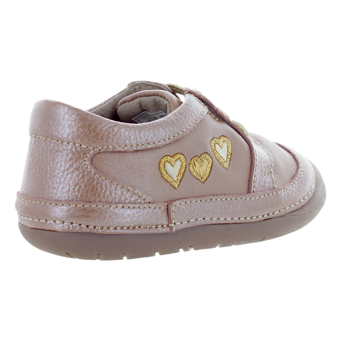 Zapato Para Niña Color Oro Rosado con Corazones