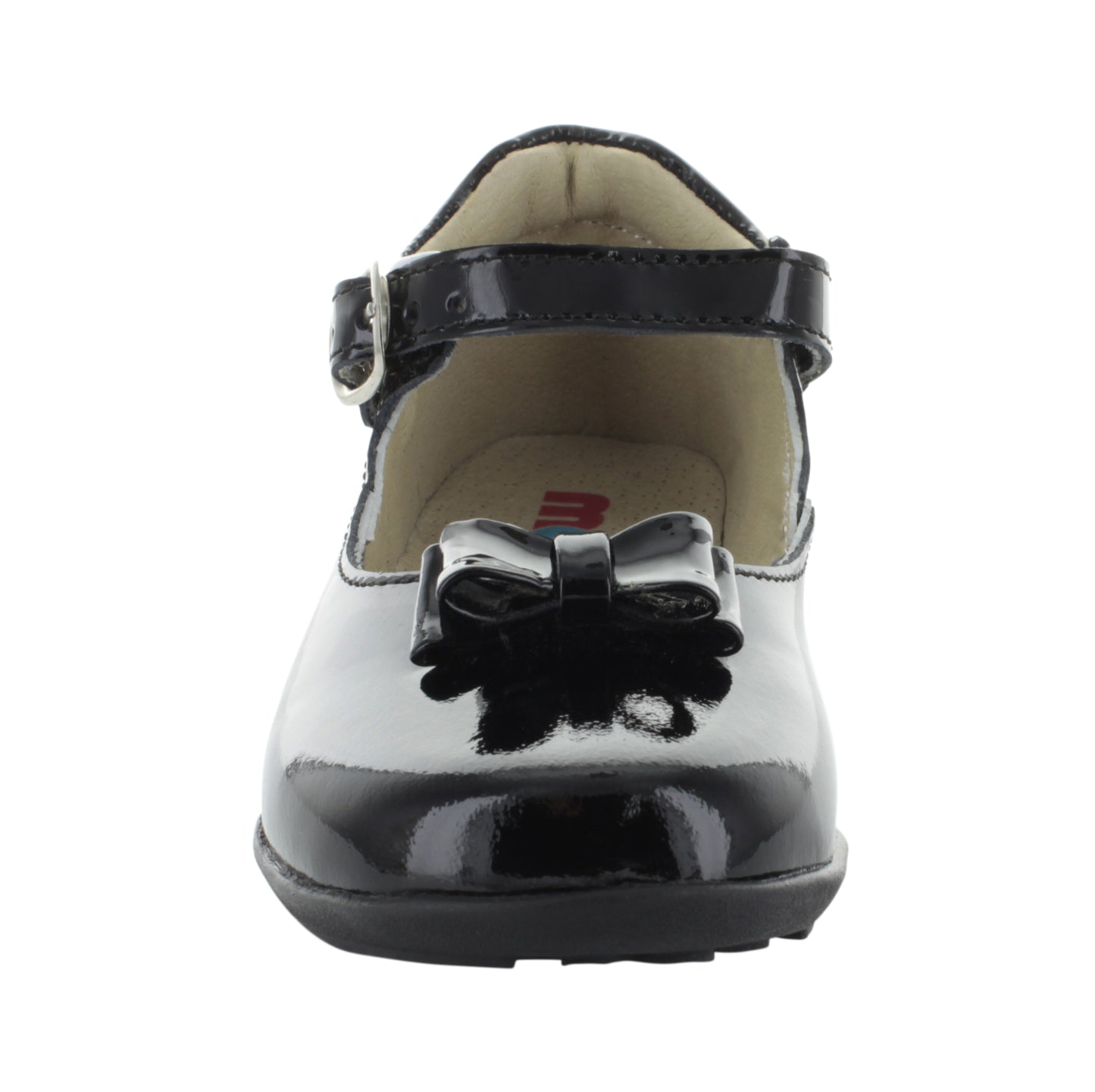 Zapato escolar para niña de charol negro con moño