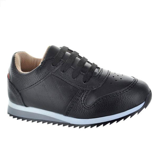 Tenis de piel color negro para niños lateral