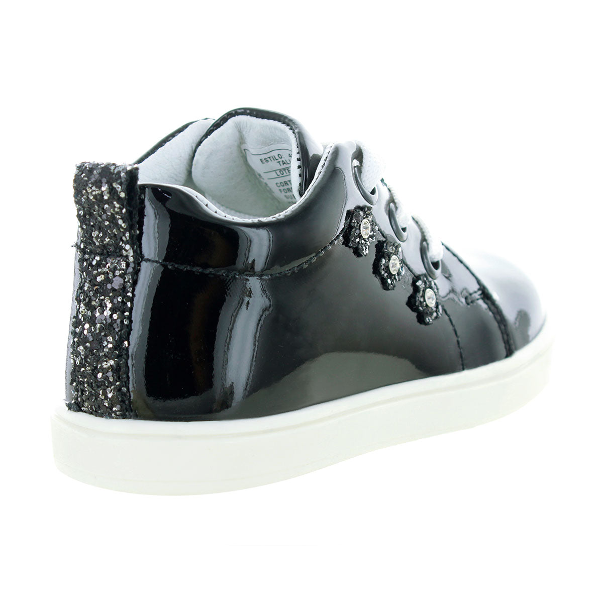 Tenis Karin Para Niña Piel Charol Color Negro Detras