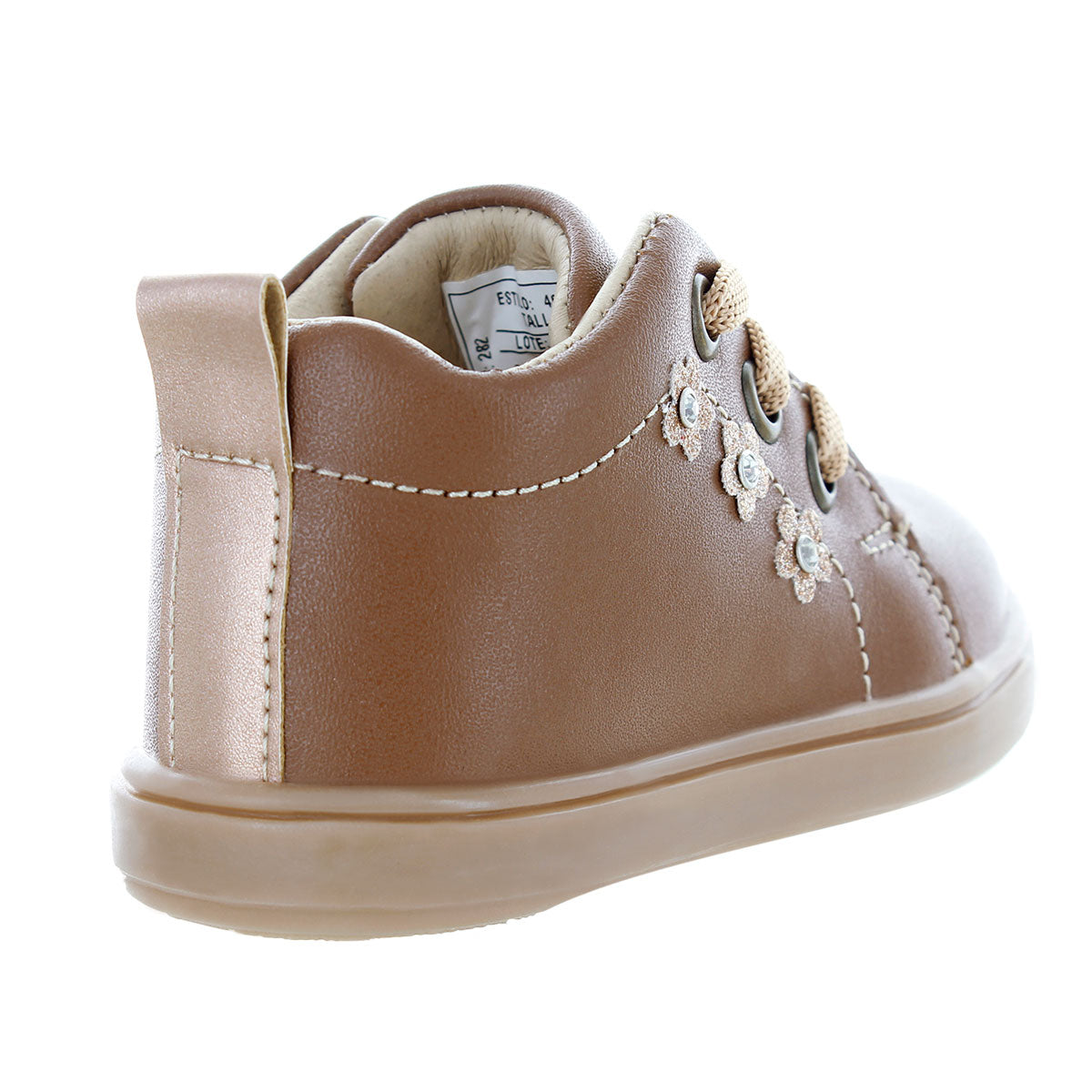 Tenis Para Niña Piel Color Brandy Detras
