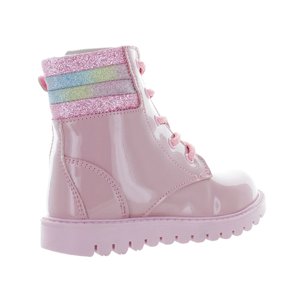 Bota Para Niñas De Charol Color Rosa Detrás