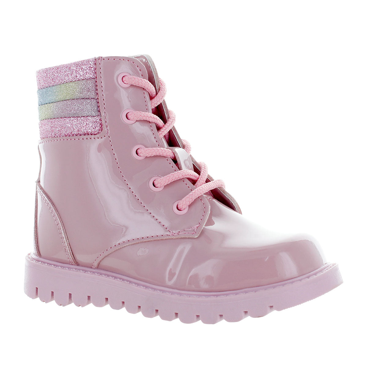 Bota Para Niñas De Charol Color Rosa Lateral