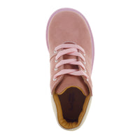 Media bota de piel para niña con detalle metálico en el tobillo mini burbujas vista frontal.