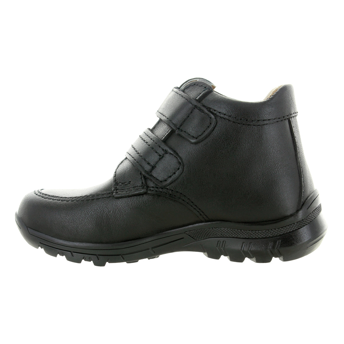 Zapato De Piel Natural Escolar Color Negro Con Doble Velcro