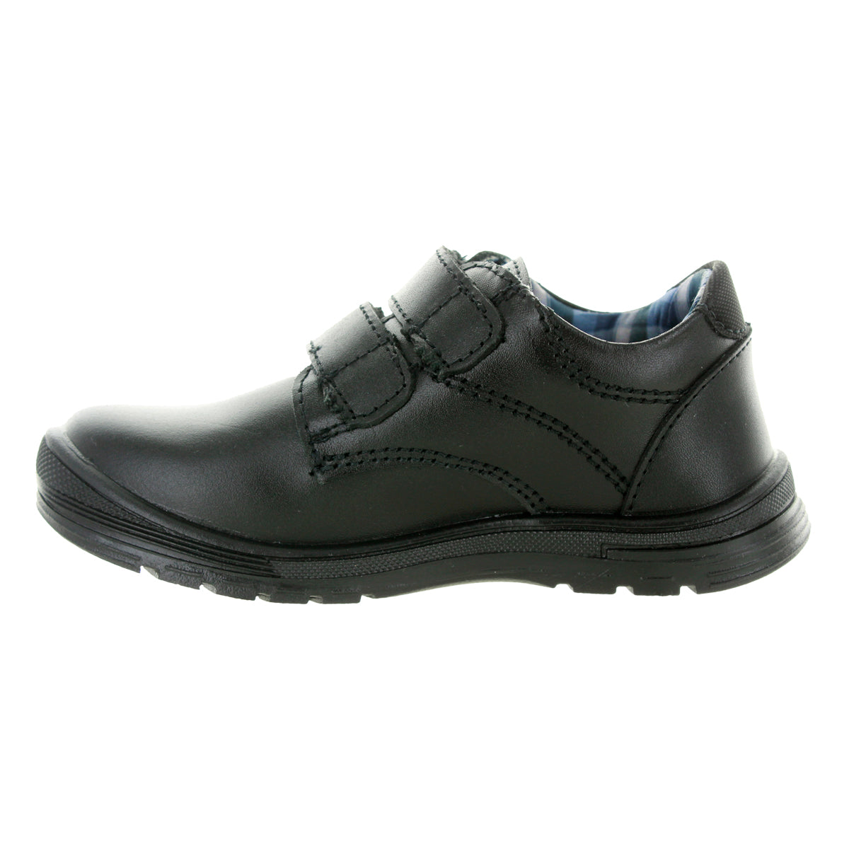 Zapatos De Piel Para Niños Escolares Color Negro Con Doble Velcro