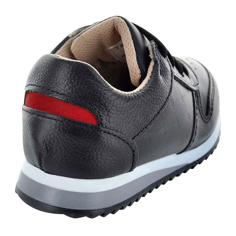 Tenis infantil de piel color negro para niños