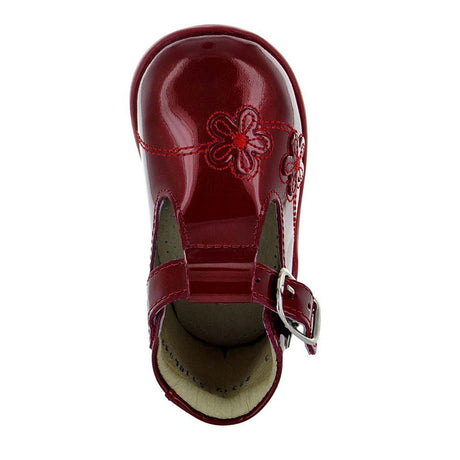 Zapatos-De-Vestir-Color-Rojo-Carmin-Con-Bordado-De-Flores-Para-Nina-Primeros-Pasos