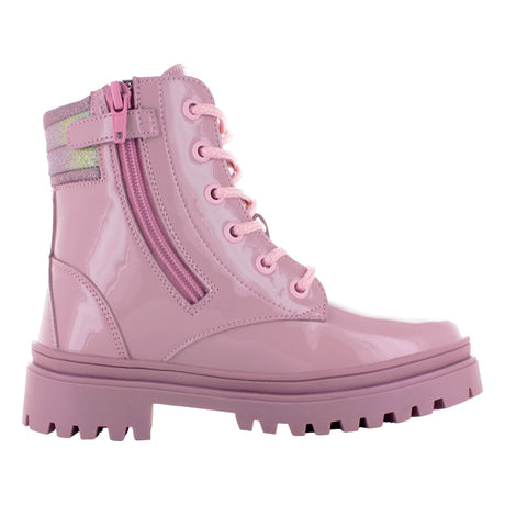 Botas color rosa para niña cierre lateral forro de piel